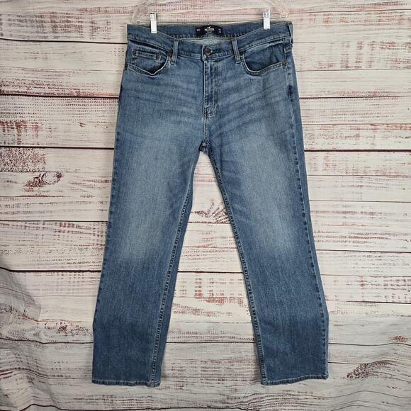 Hollister Epic Flex Men Straight Leg Jeans 34 Blue Casual Western Denim Gorpcore - Picture 1 of 14